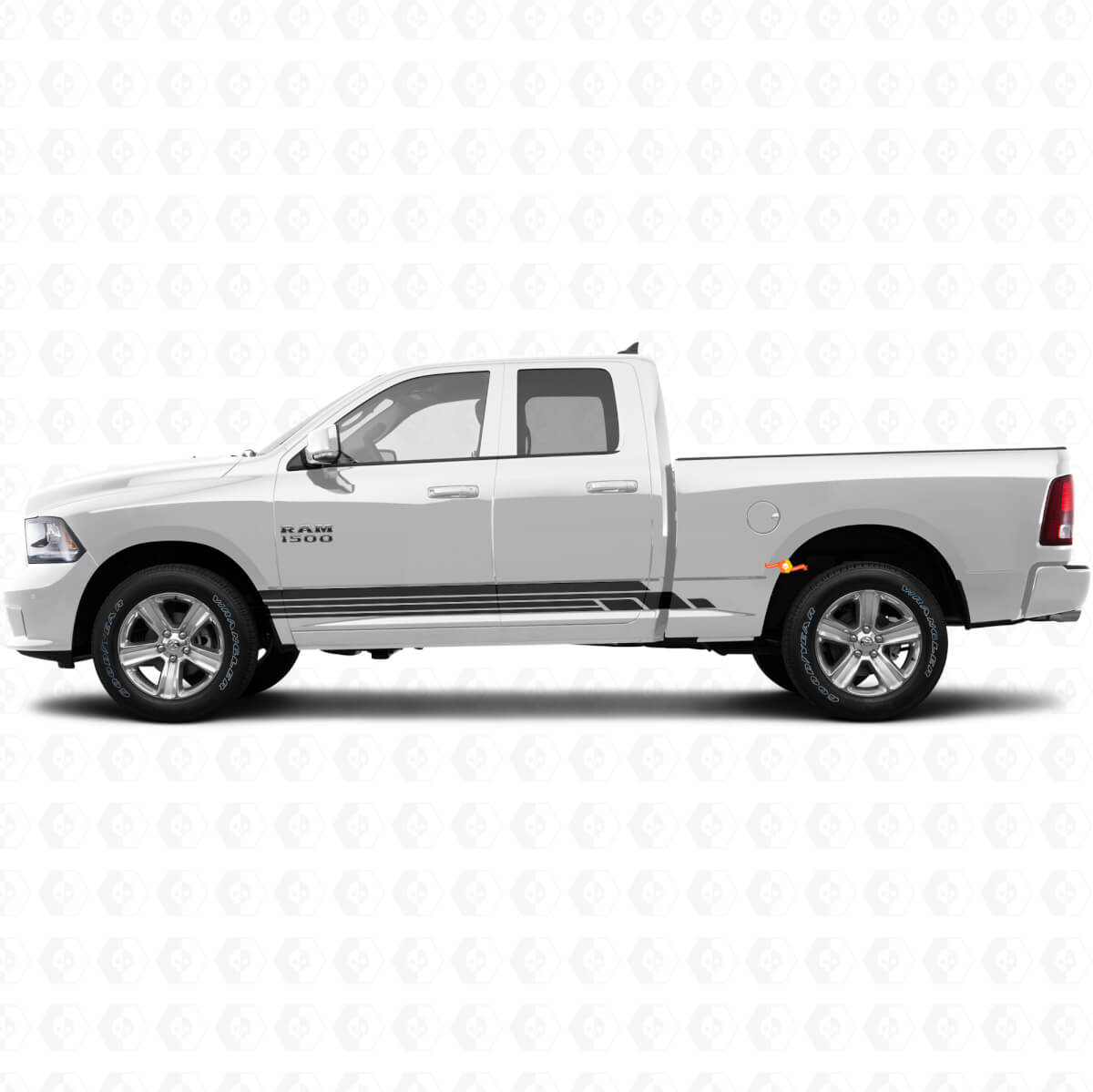Gebogen Strepen Rocker Panel Deur Vinyl Sticker voor Dodge Ram 1500 2011-2018