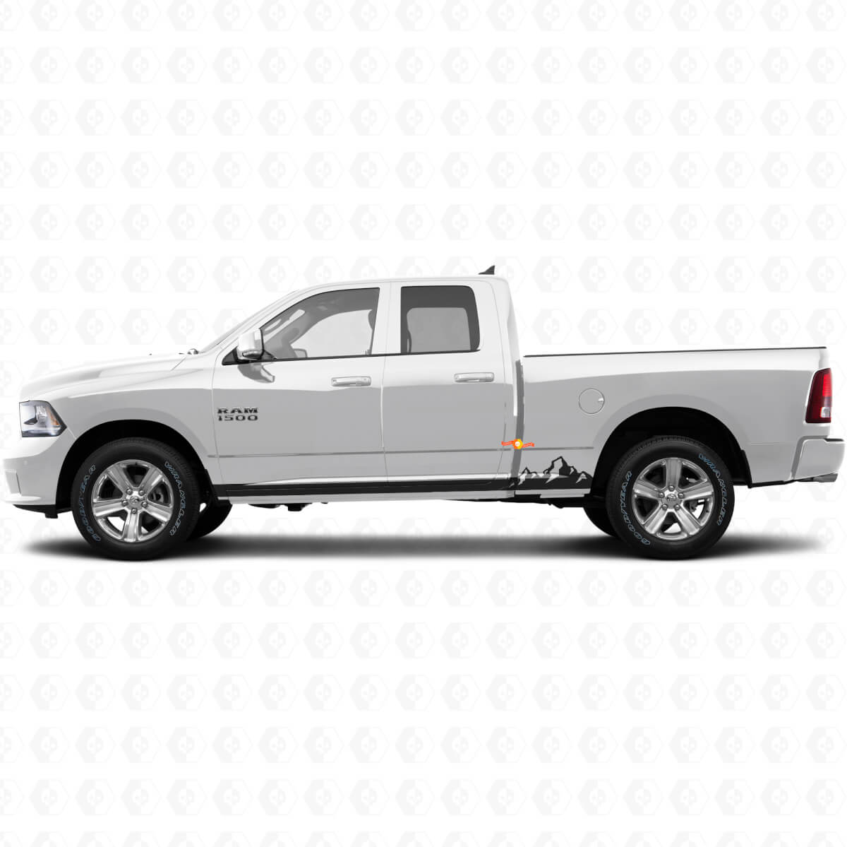 Mountains Dunne Strepen Rocker Panel Vinyl Decal voor Dodge Ram 1500 2011-2018