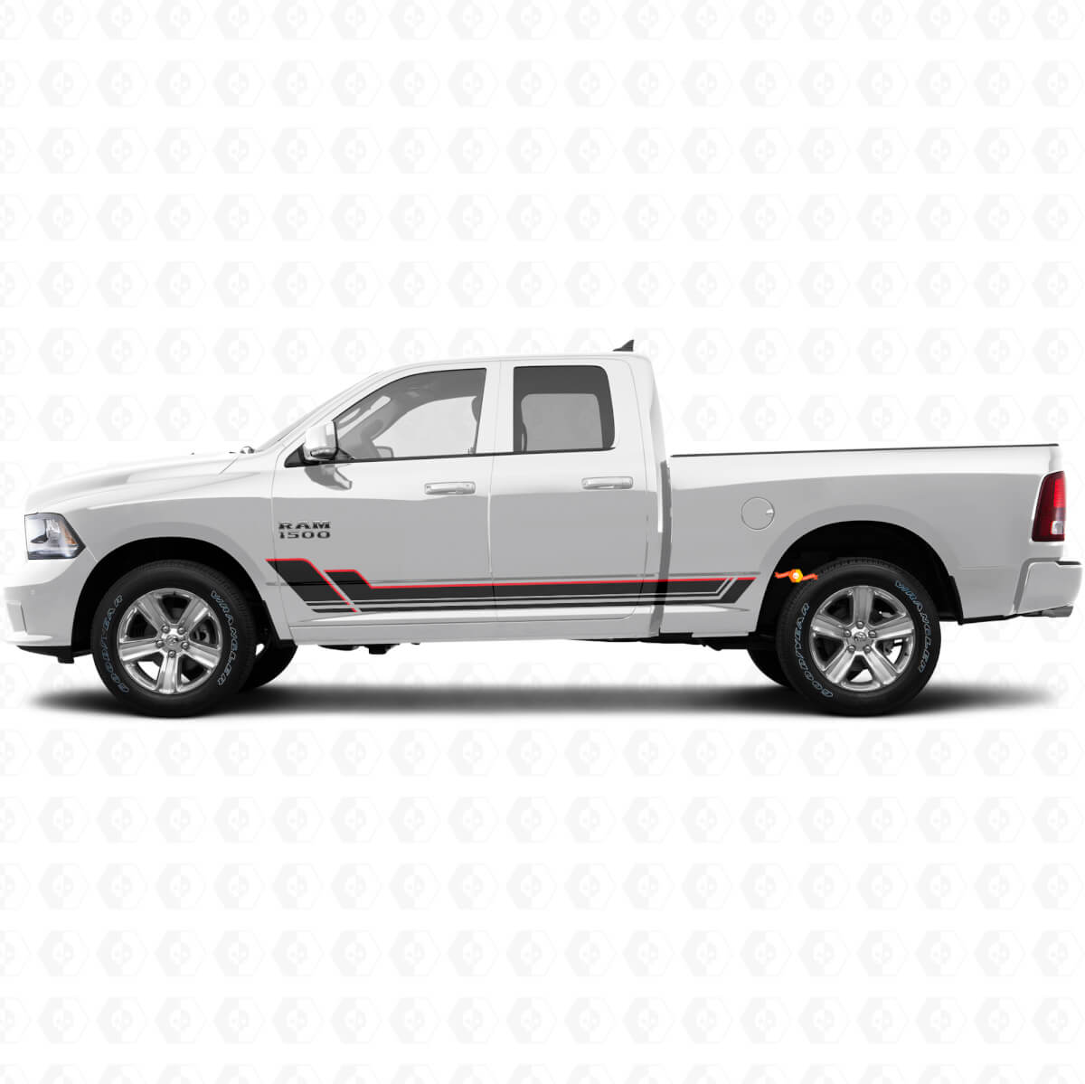 Twin Stripes Rocker Panel Vinyl Decal Kit voor Dodge Ram 1500 2011-2018
