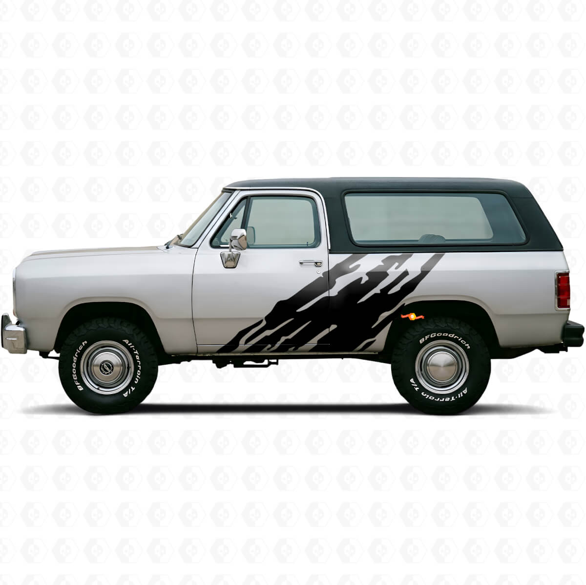 Modderspat Grafische Zijkant Vinyl Sticker voor Dodge Ramcharger 1974-1993