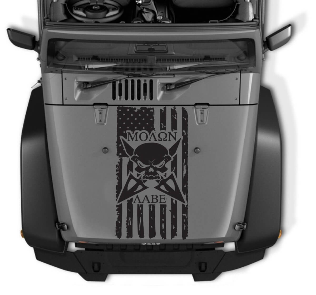 Molon Labe Versleten Amerikaanse Vlag Schedel Motief Vinyl Sticker voor Jeep Wrangler