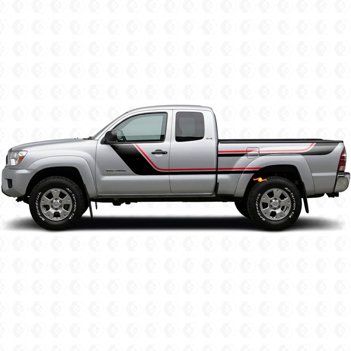 Twin Stripes Deur- en Achterzij Vinyl Decal Kit voor Toyota Tacoma 2004-2015