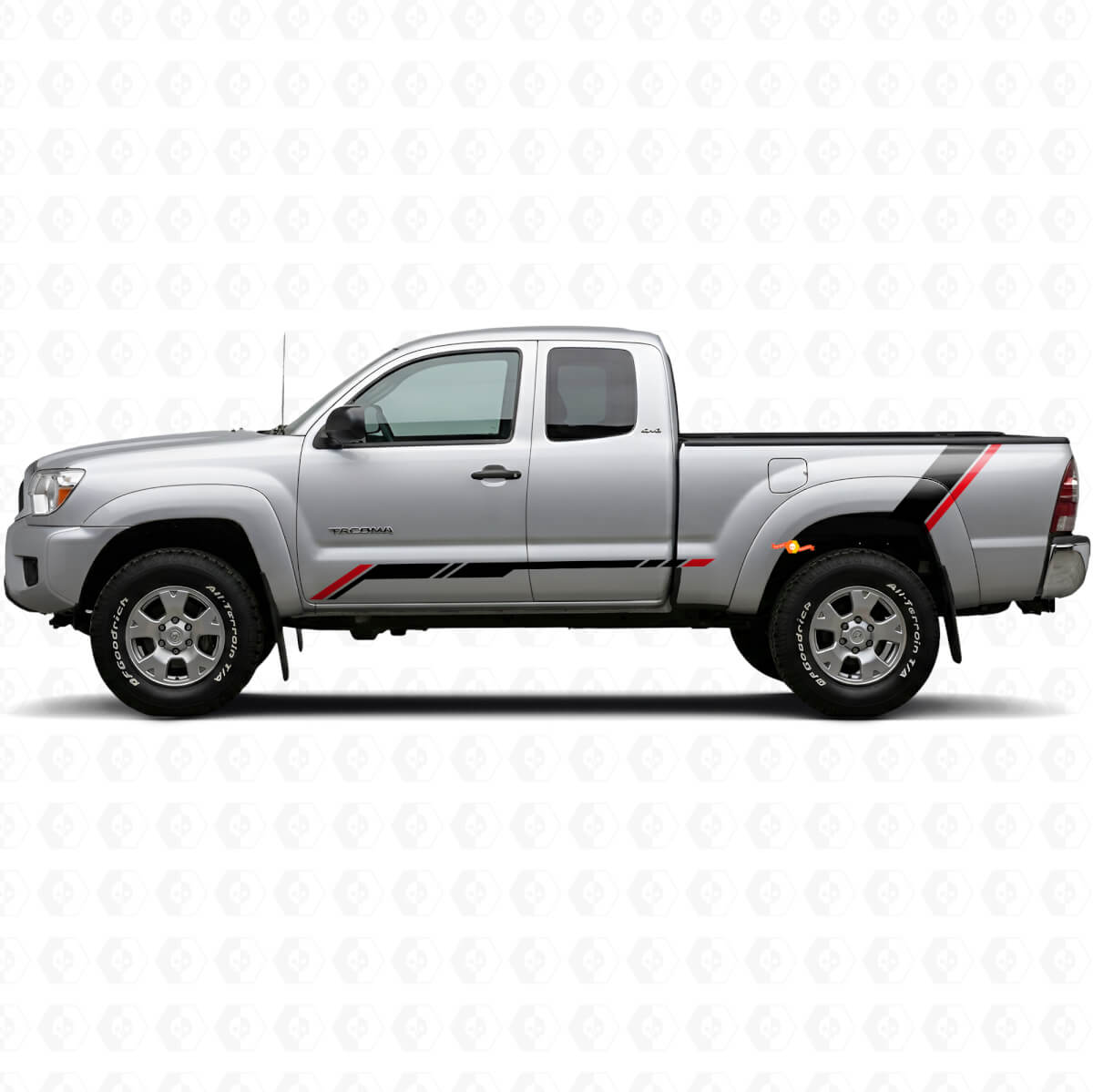 Twin Stripes Deur- en Achterspatbord Vinyl Decal Kit voor Toyota Tacoma 2004-2015