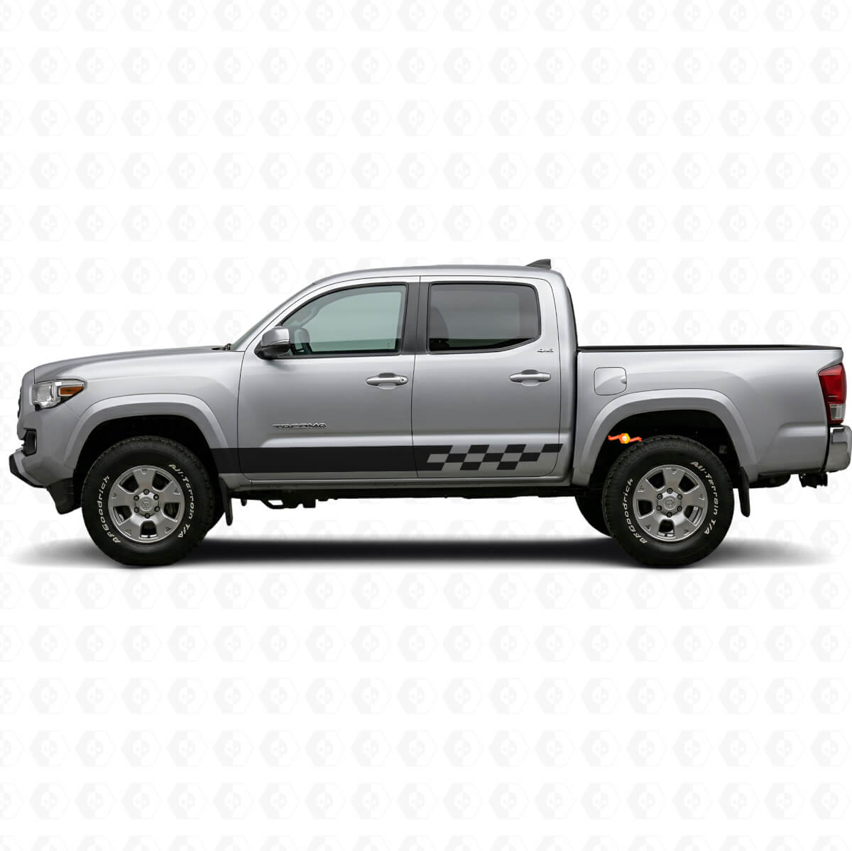 Ruitpatroon Strepen Rockerpanel Vinyl Sticker voor Toyota Tacoma 2015-2023