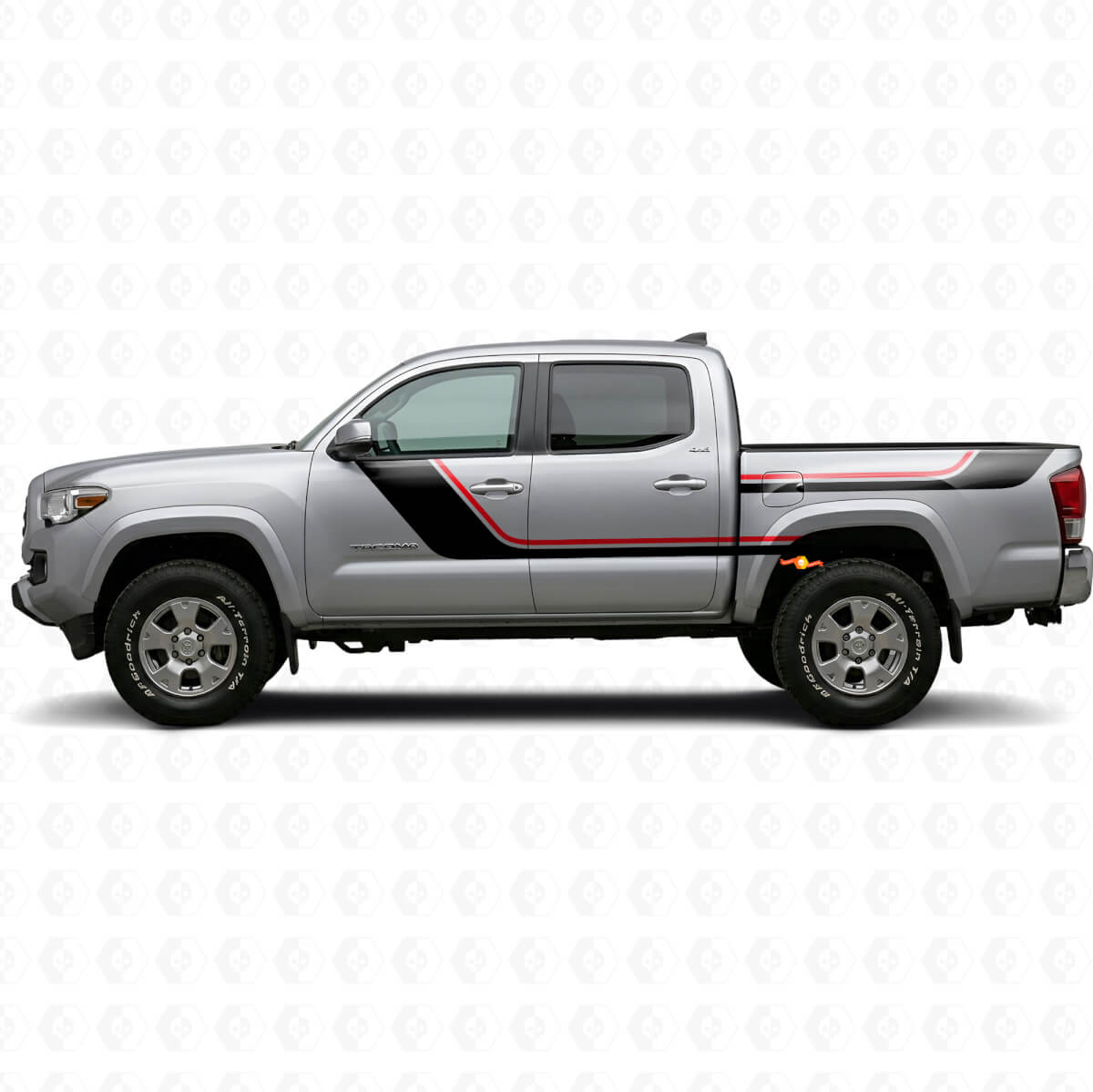 Twin Strepen Deur- en Achterzijvenster Vinyl Decal Kit voor Toyota Tacoma 2015-2023
