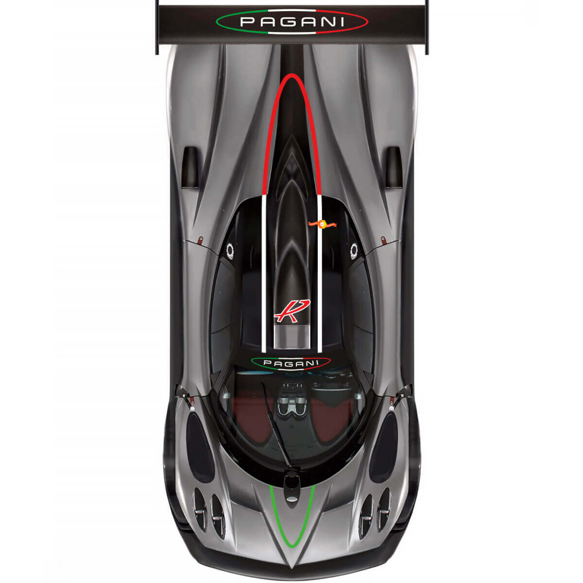 Italiaans Stijl Lettering Motorkap Dak Zij Vinyl Sticker voor Pagani Zonda R