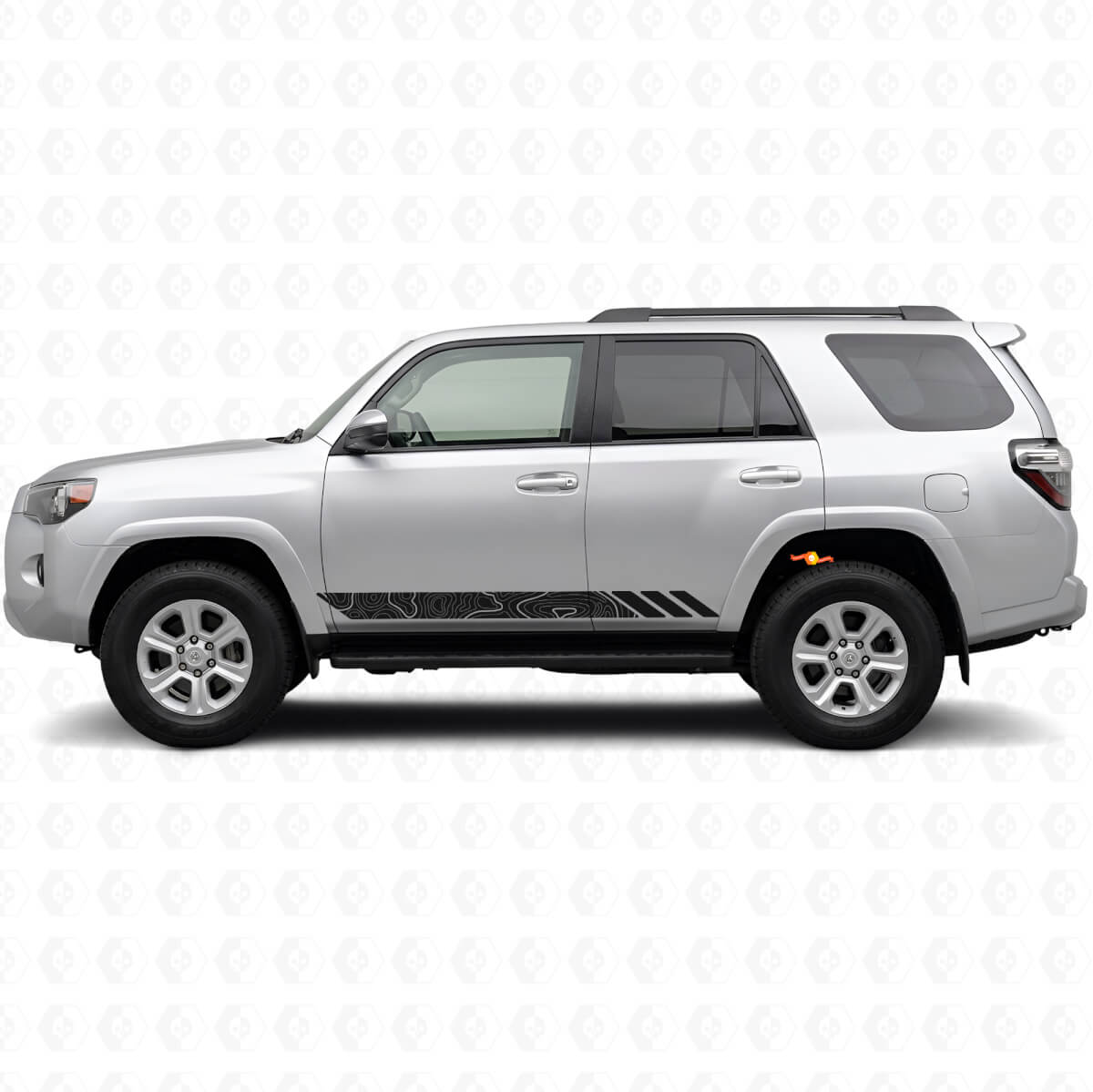 Topografische Stijl Strepen Deur Vinyl Decal voor Toyota 4Runner 2009-2024
