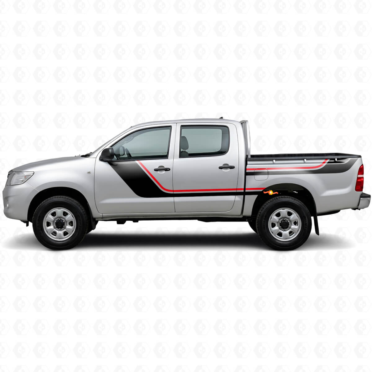 Twin Strepen Deur en Achterzij Vinyl Decal Kit voor Toyota Hilux 2004-2015