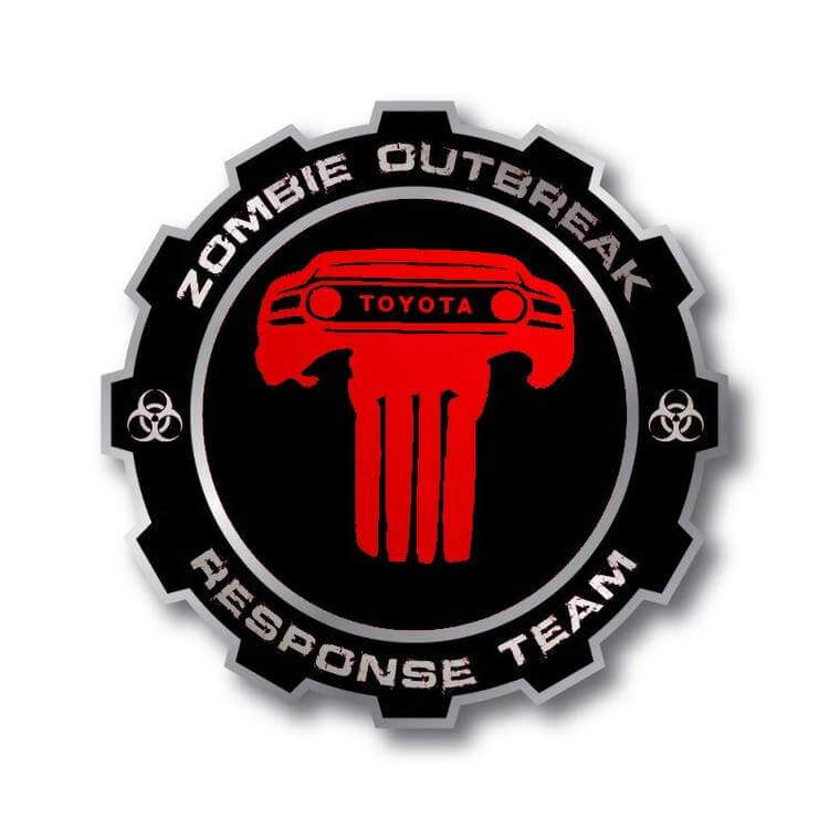 PAIR ZOMBIE OUTBREAK RESPONSE TEAM Toyota FJ Cruiser vinyl stickers aan de zijkant