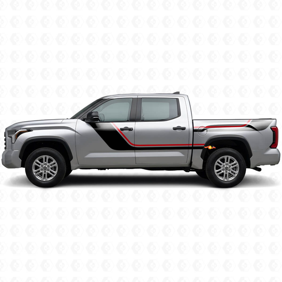 Twin Stripes Deur- en Achterzijzijde Vinyl Decal Set voor Toyota Tundra 2022+