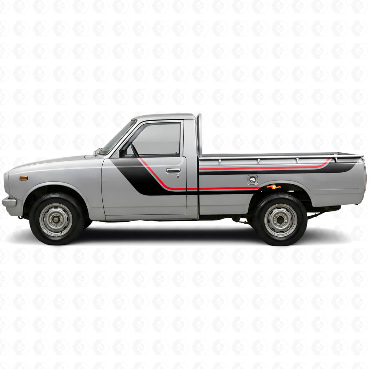 Twin stripes deur- en achterzijraam vinyl decal set voor Toyota Hilux 1968-1972