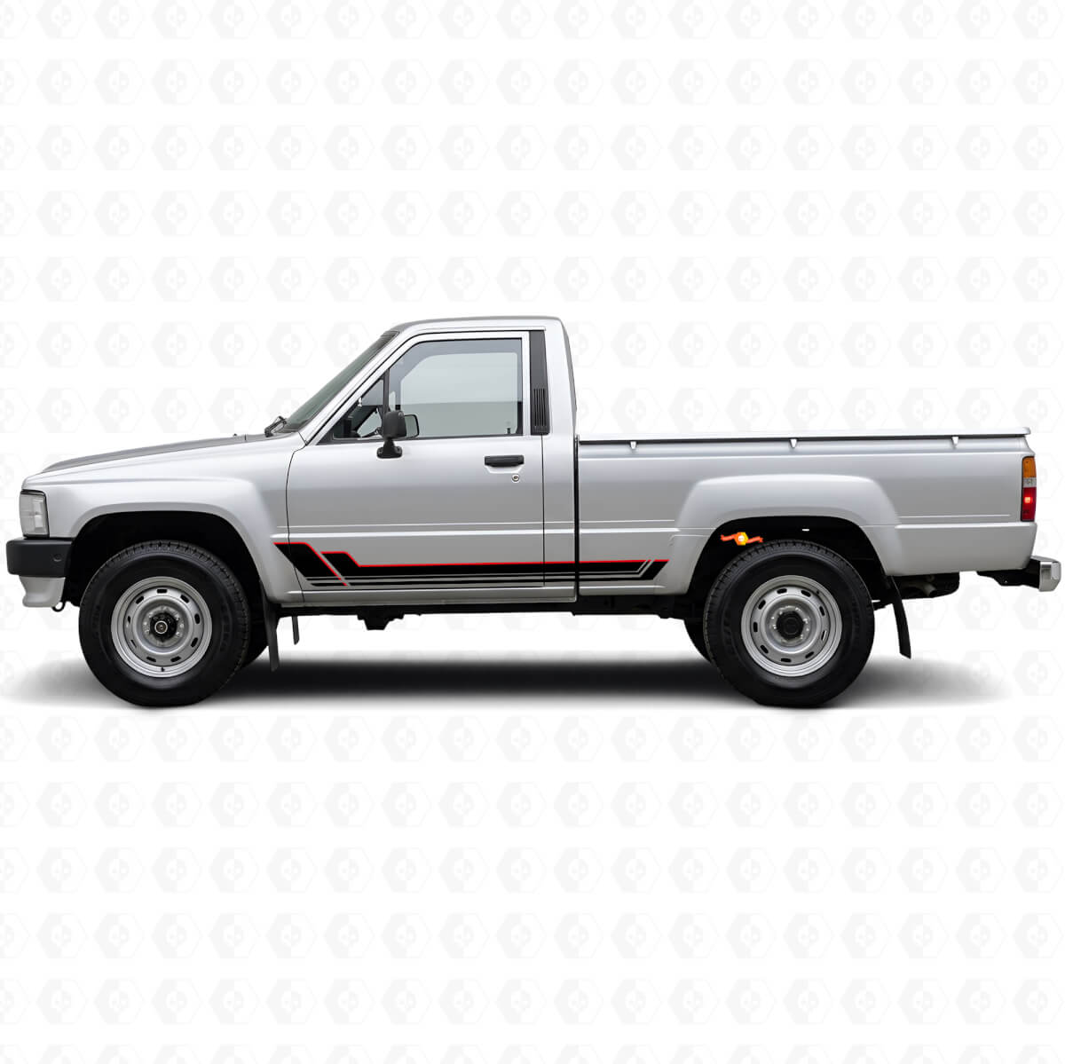 Twin Stripes Rocker Paneel Vinyl Decal Kit voor Toyota Hilux 1983-1988