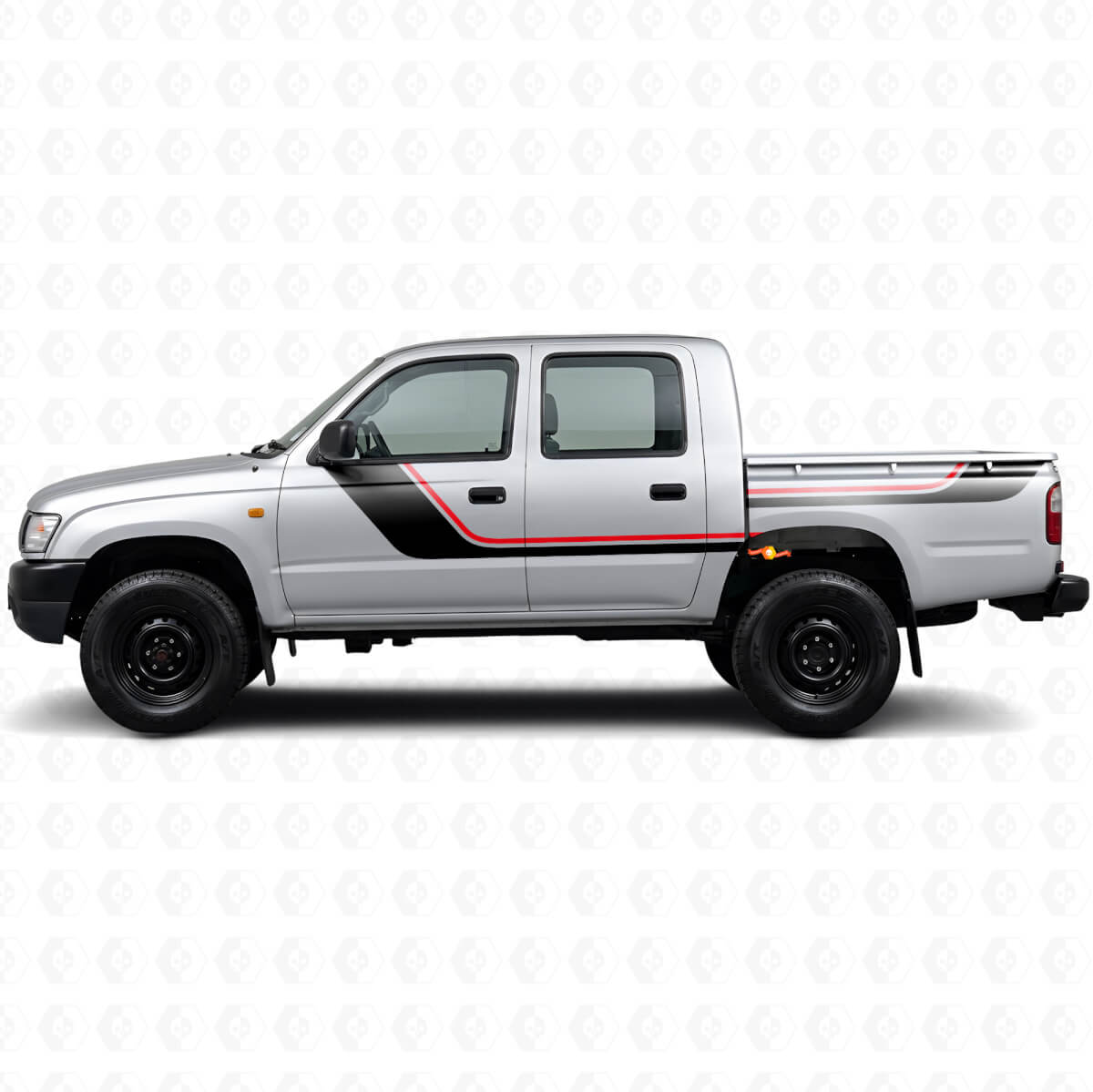 Twin Stripes Deur- en Achterzij Vinyl Decal Kit voor Toyota Hilux 1997-2004