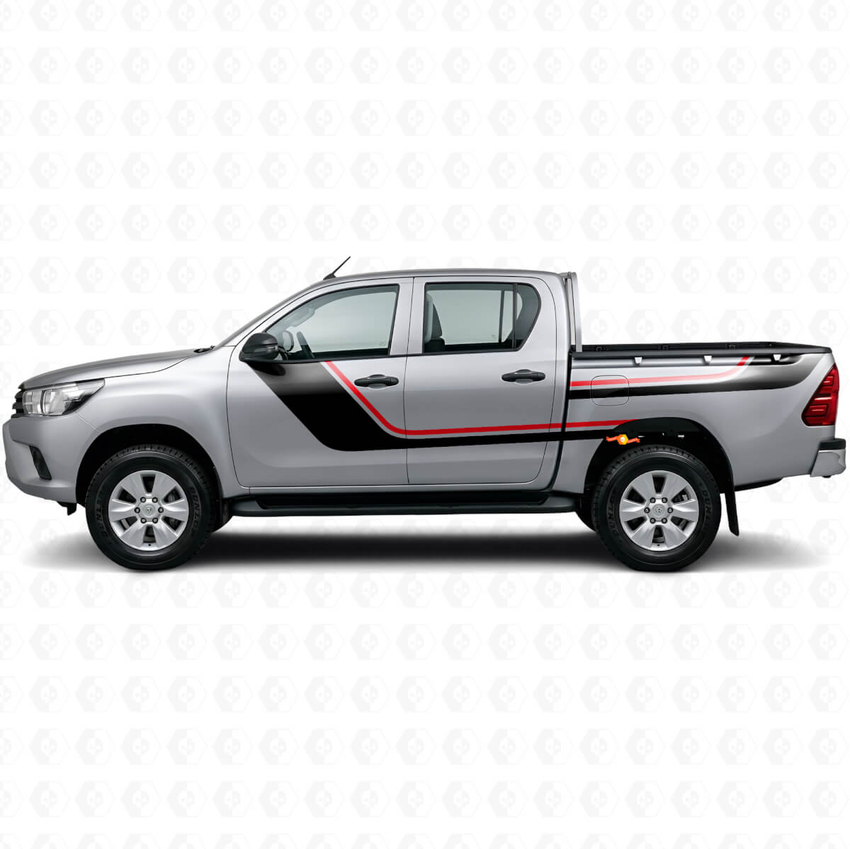 Twin Stripes Deur- en Achterzij Vinyl Decal Kit voor Toyota Hilux 2015+