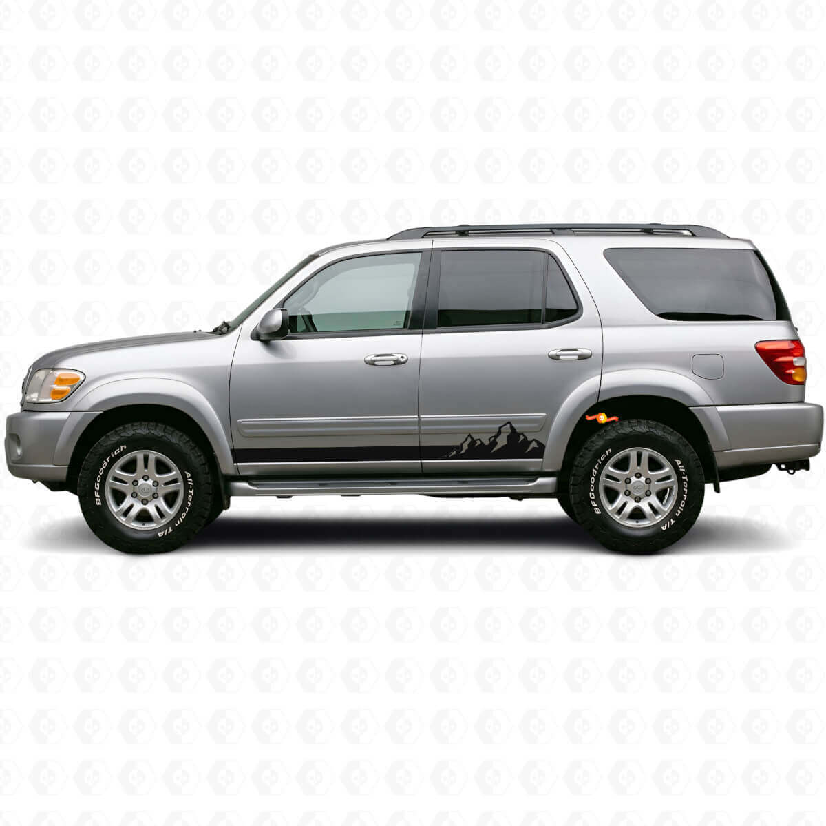 Mountains Dunne Strepen Rocker Panel Vinyl Decal voor Toyota Sequoia 2000-2007