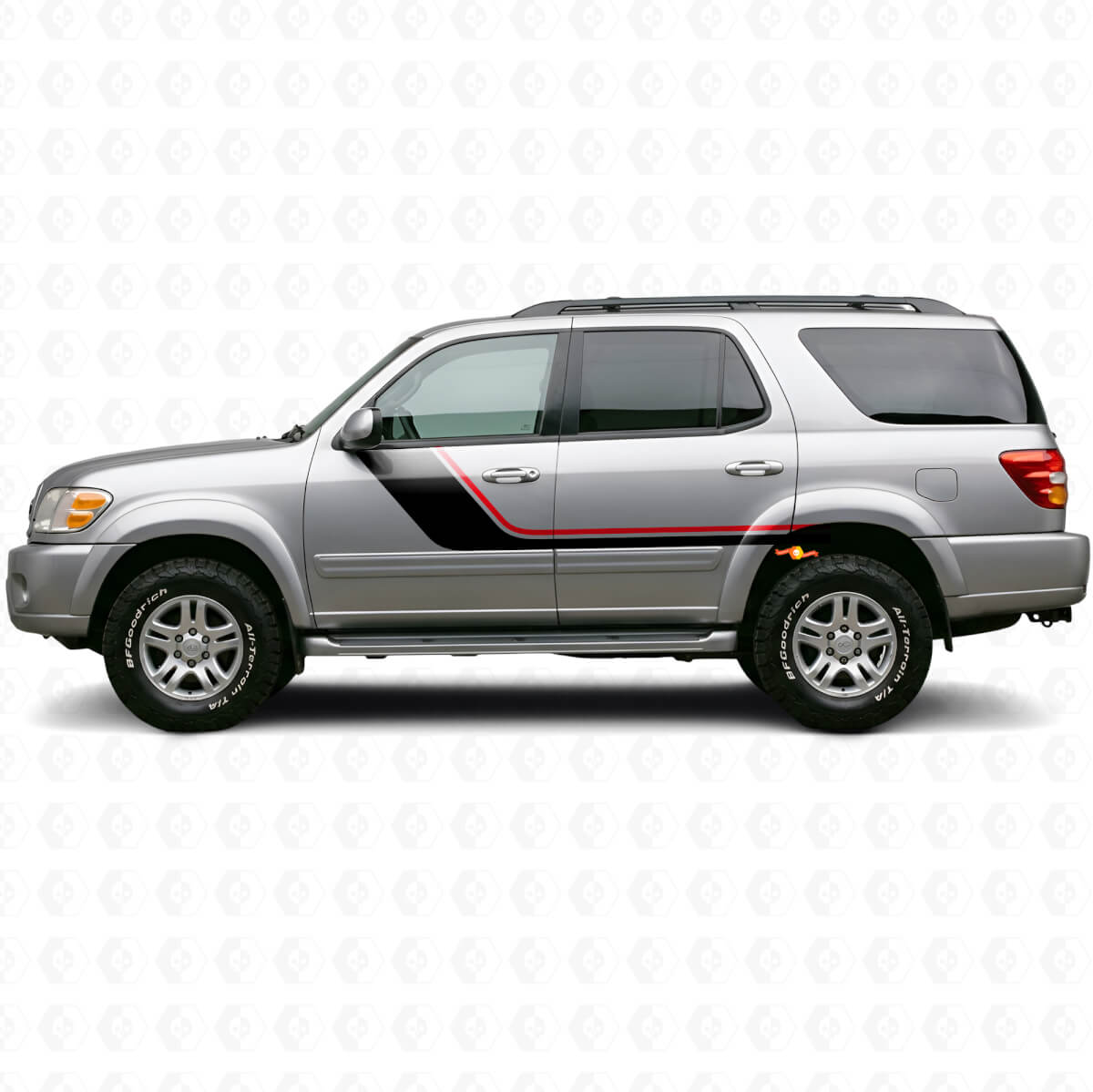Tweelingstrepen Zij Vinyl Decal Kit voor Toyota Sequoia 2000-2007