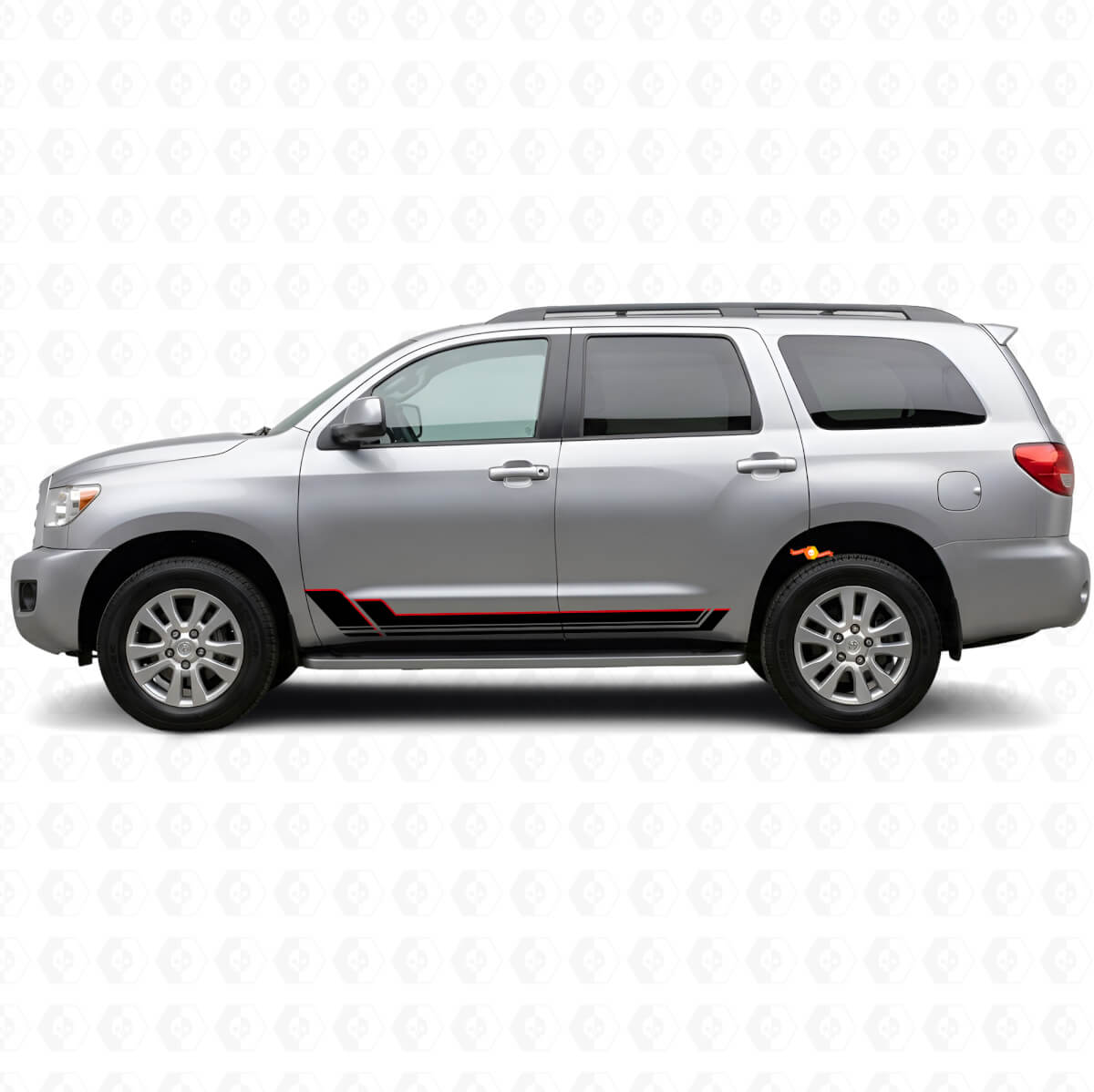 Twin Stripes dorpel vinyl decal set voor Toyota Sequoia 2007-2022