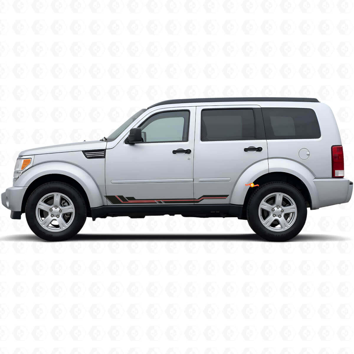 Gebogen Strepen Rocker Panel Vinyl Sticker voor Dodge Nitro 2007-2011