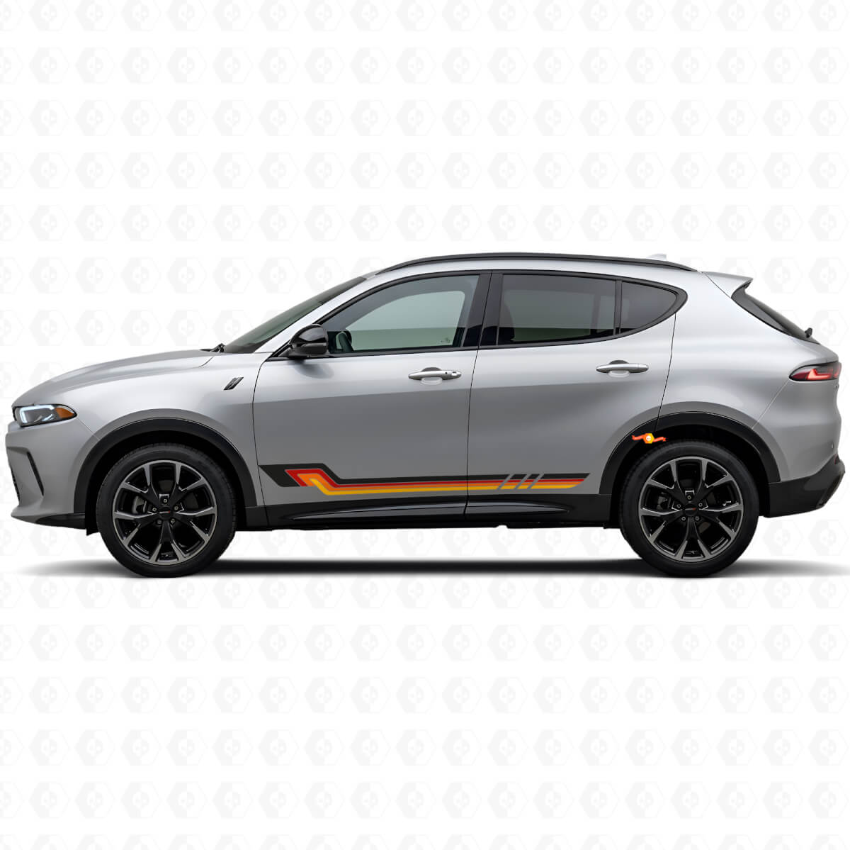 Vinylsticker in vintage stijl met zijstrepen voor Dodge Hornet 2023+