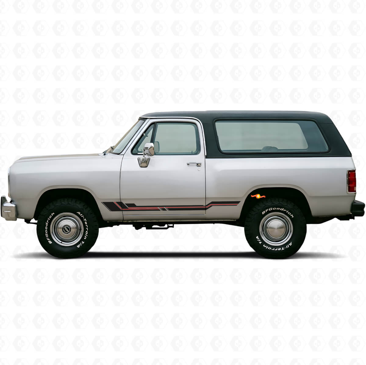 Gebogen Strepen Rocker Panel Vinyl Decal voor Dodge Ramcharger 1974-1993
