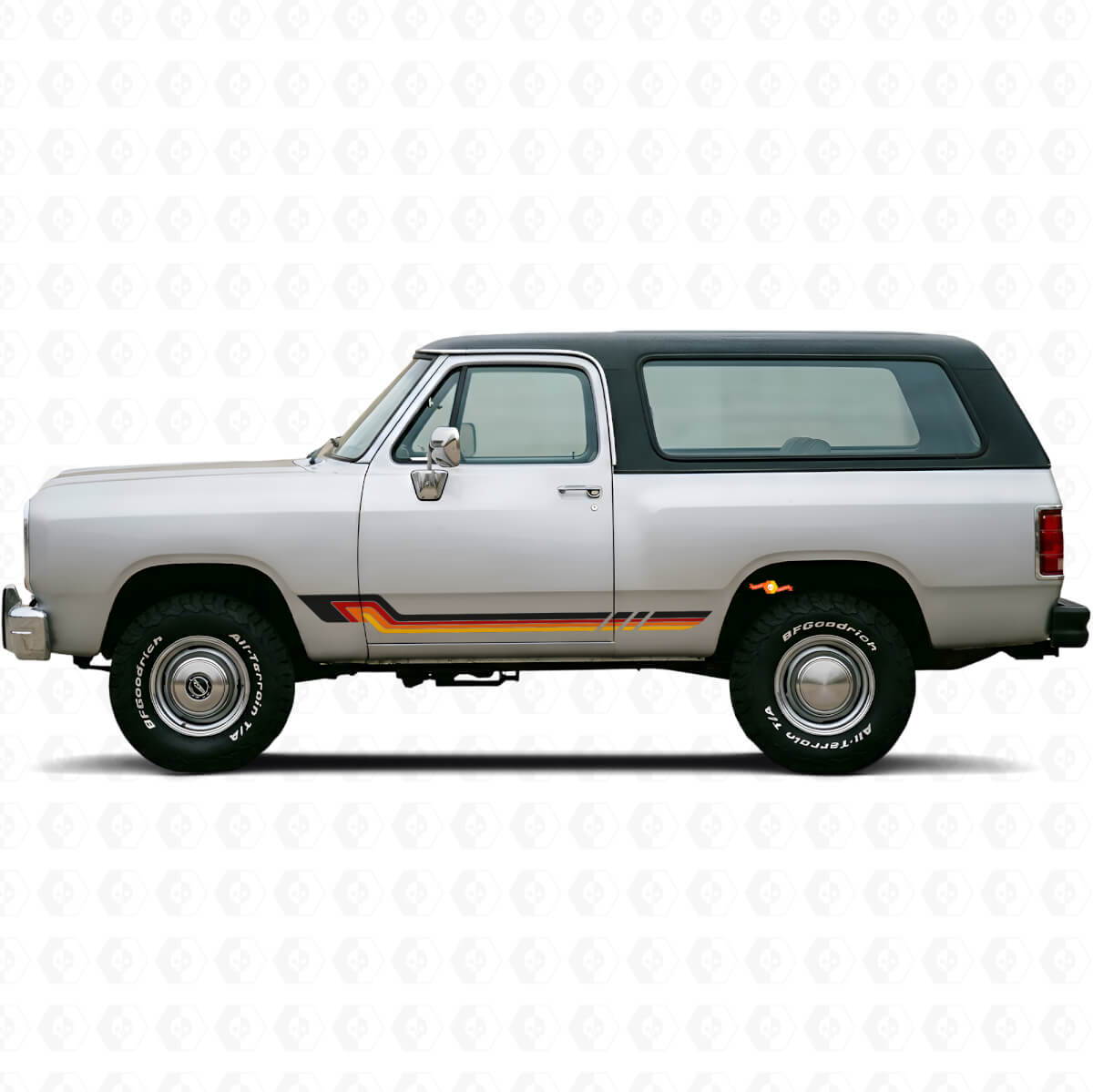 Vintage stijl zijstrepen vinyl decal voor Dodge Ramcharger 1974-1993