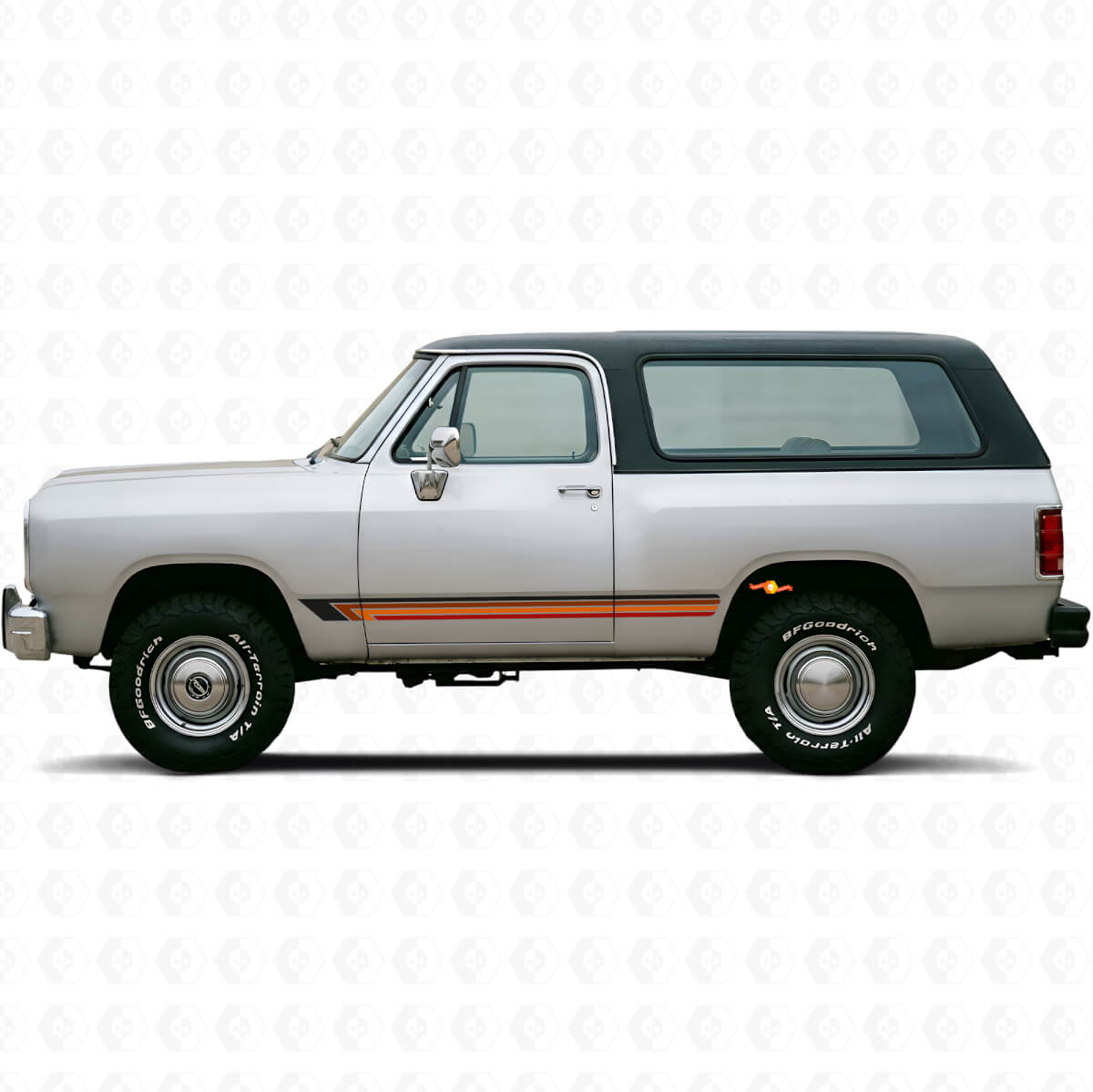 Vintage rechte strepen zijvinylsticker voor Ramcharger 1974-1993