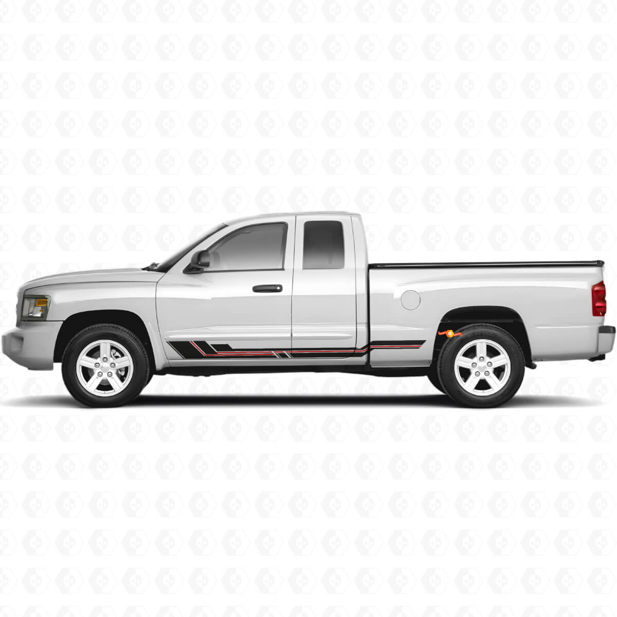Gebogen Strepen Rocker Panel Vinyl Decal voor Dodge Dakota 2005-2011