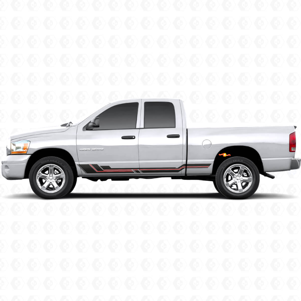 Gebogen Strepen Rocker Panel Vinyl Decal voor Dodge Ram 1500 2002-2008