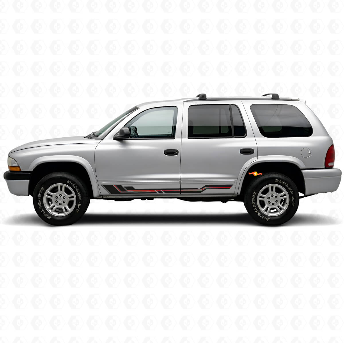 Gekromde Strepen Rocker Panel Vinyl Sticker voor Dodge Durango 1998-2003