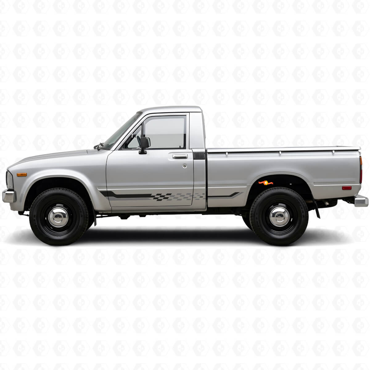 Vinylsticker met geruite vlag zijstrepen voor Toyota Hilux 1978-1983