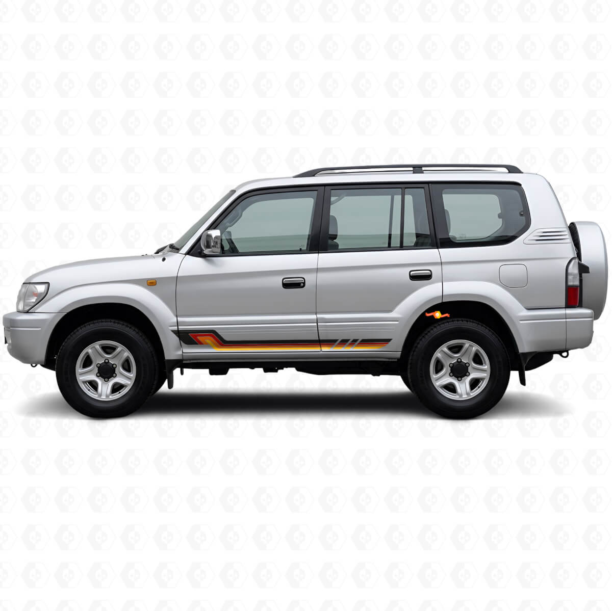 Vinylsticker met vintage zijstrepen voor Toyota Land Cruiser Prado 1996-2002