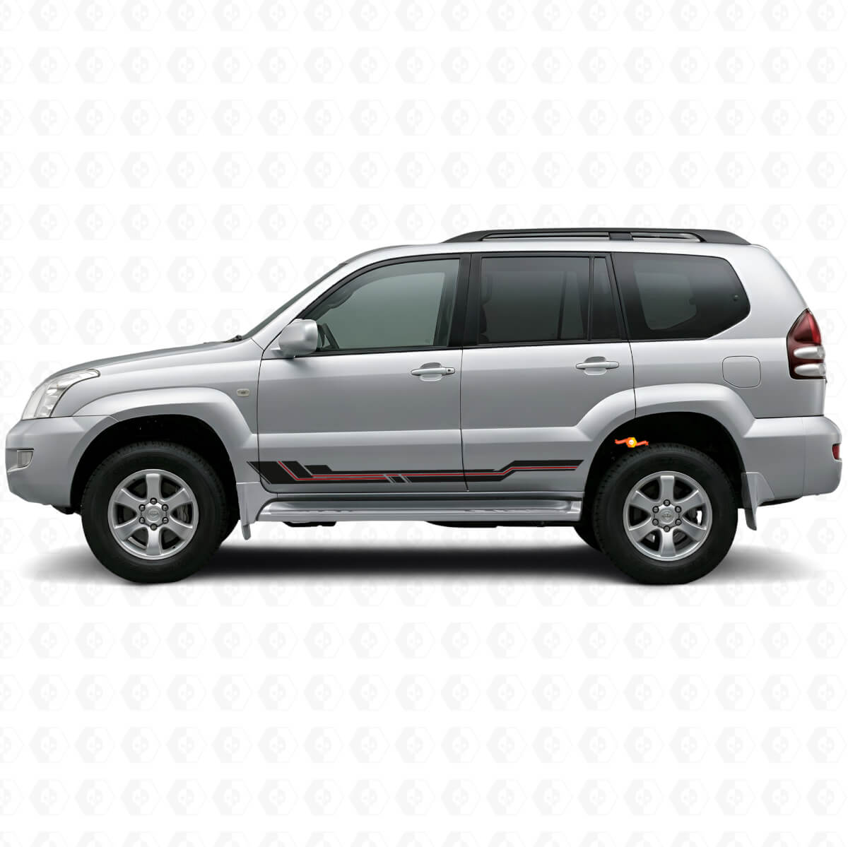 Gebogen Strepen Rocker Panel Vinyl Decal voor Toyota Land Cruiser Prado 2002-2009