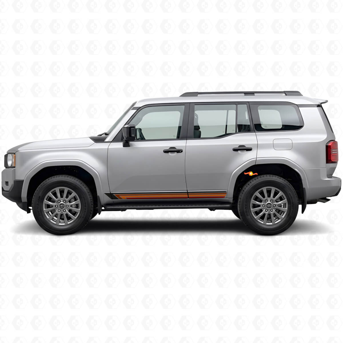 Vintage rechte strepen zij vinyl sticker voor Toyota Land Cruiser Prado 2023+