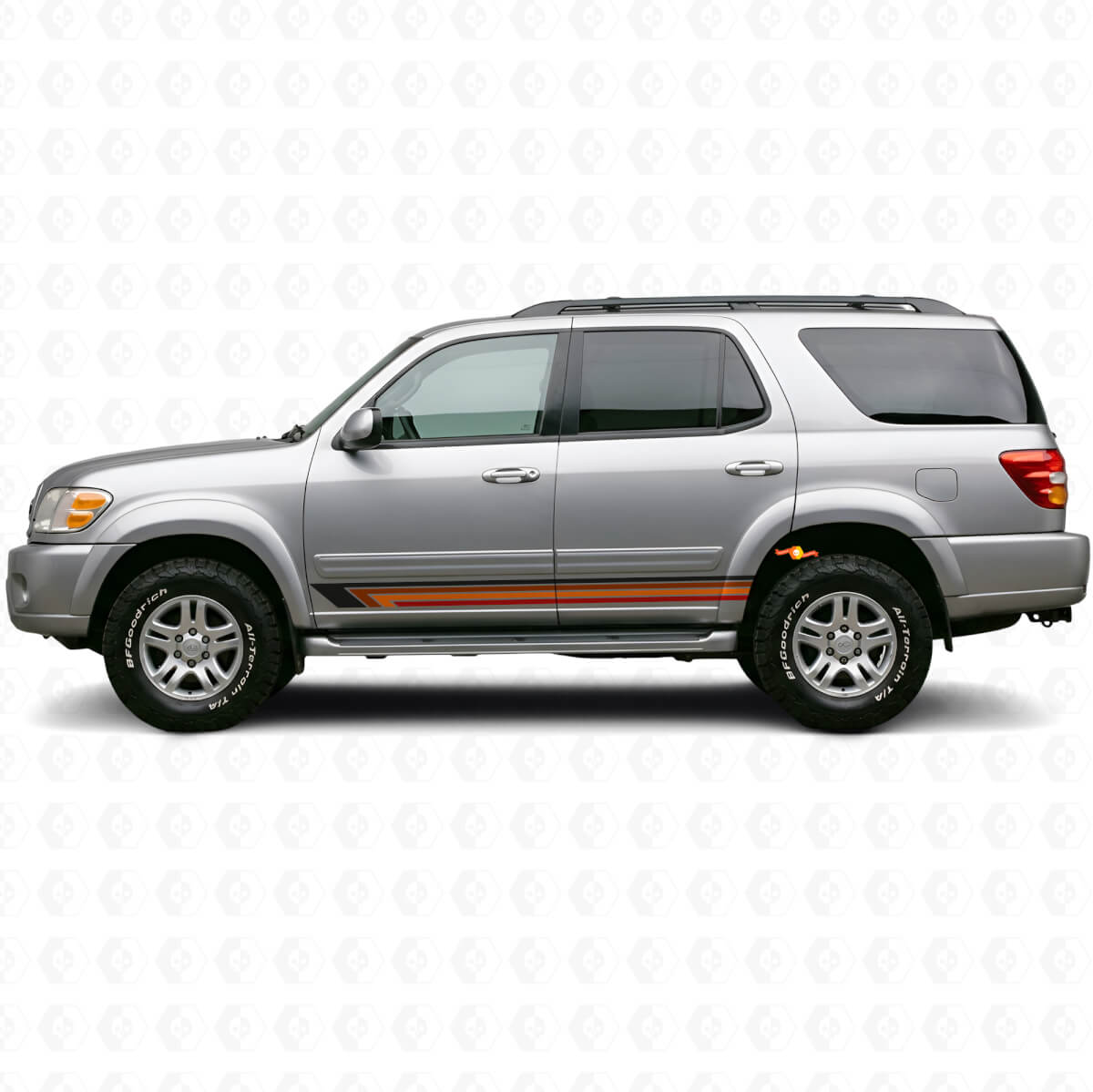 Vintage rechte strepen zijvinyl sticker voor Toyota Sequoia 2000-2007