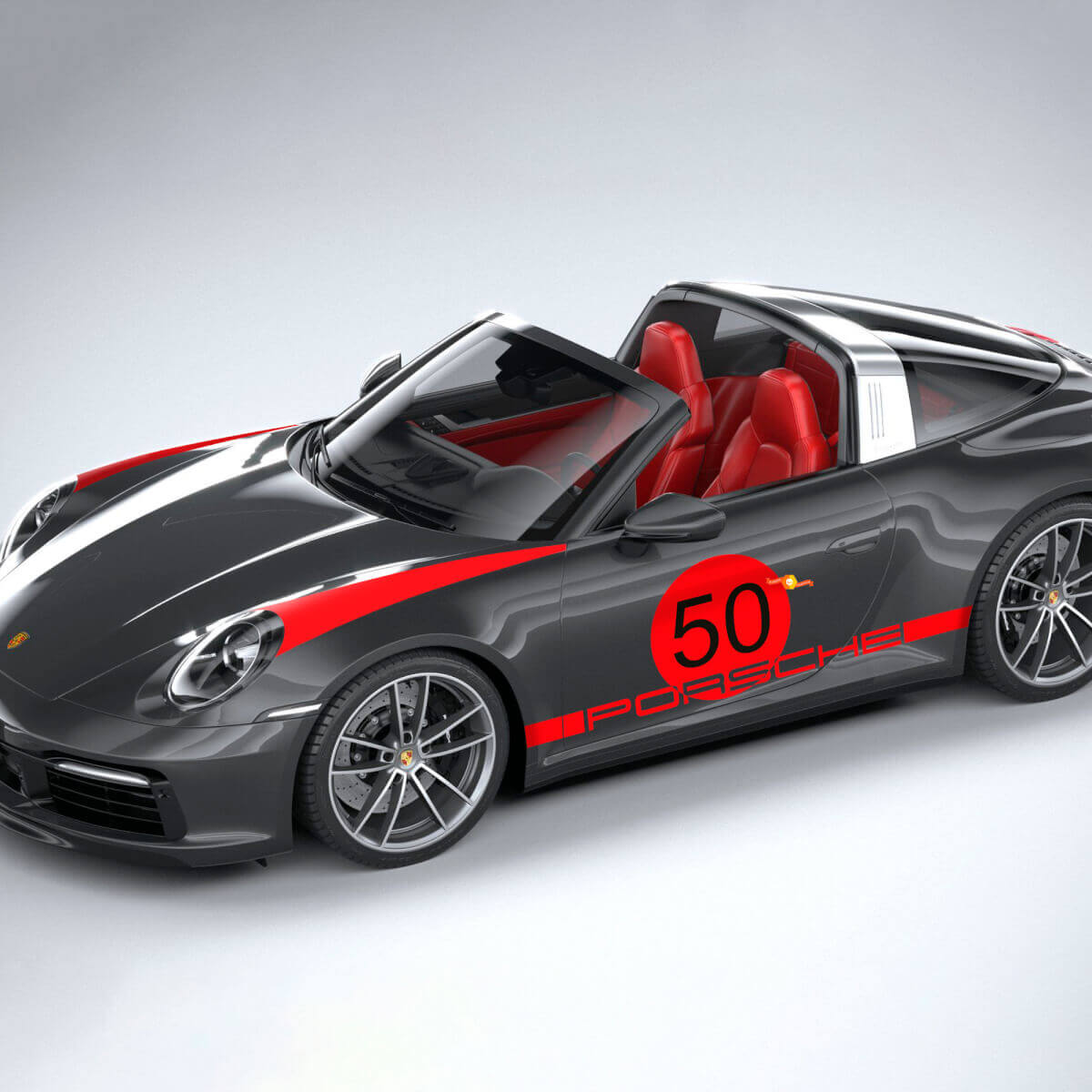 Heritage Design Zijstrepen Vinyl Sticker voor Porsche 911 Targa 4S