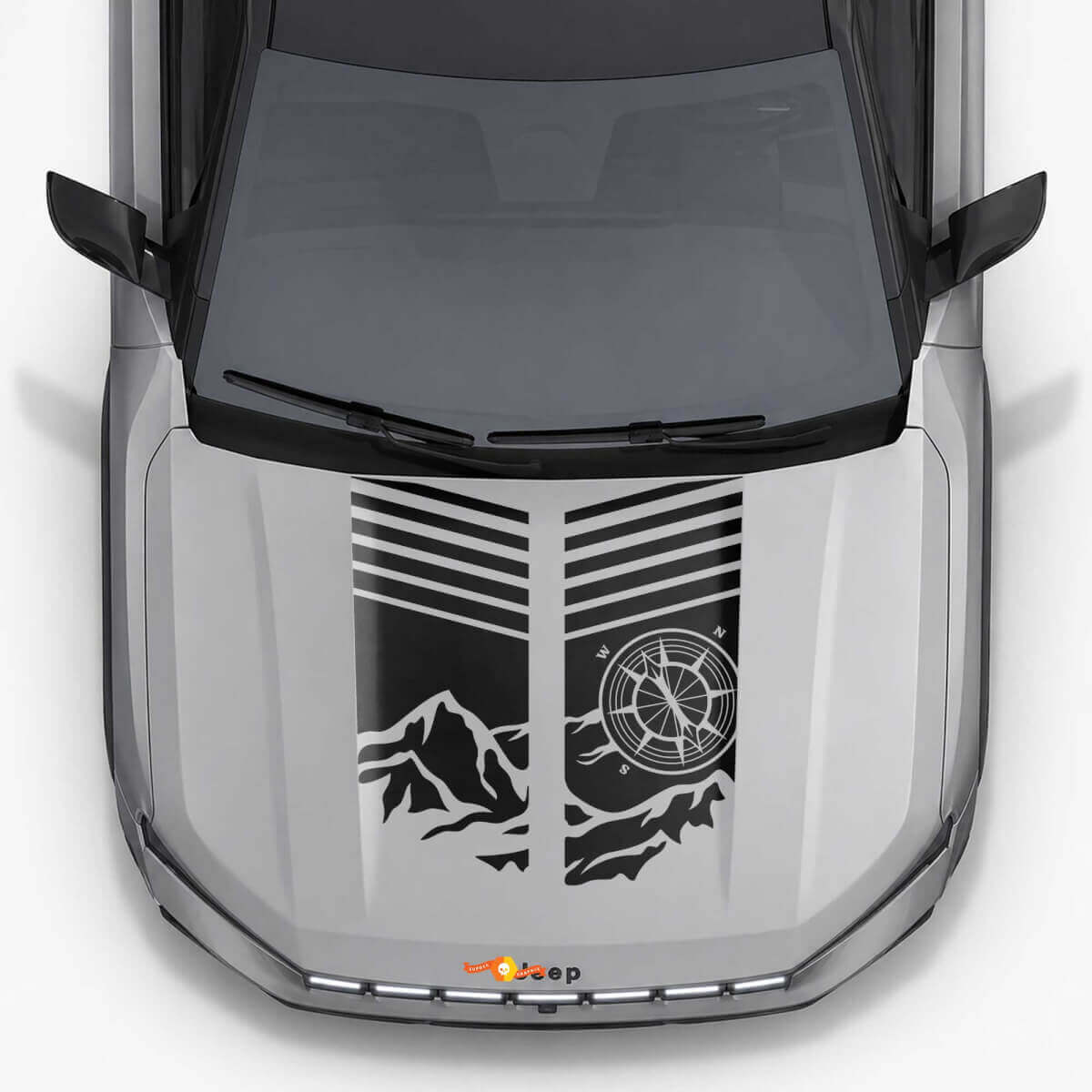 Mountain Style motorkapstrepen vinyl decal voor Jeep Compass 2026