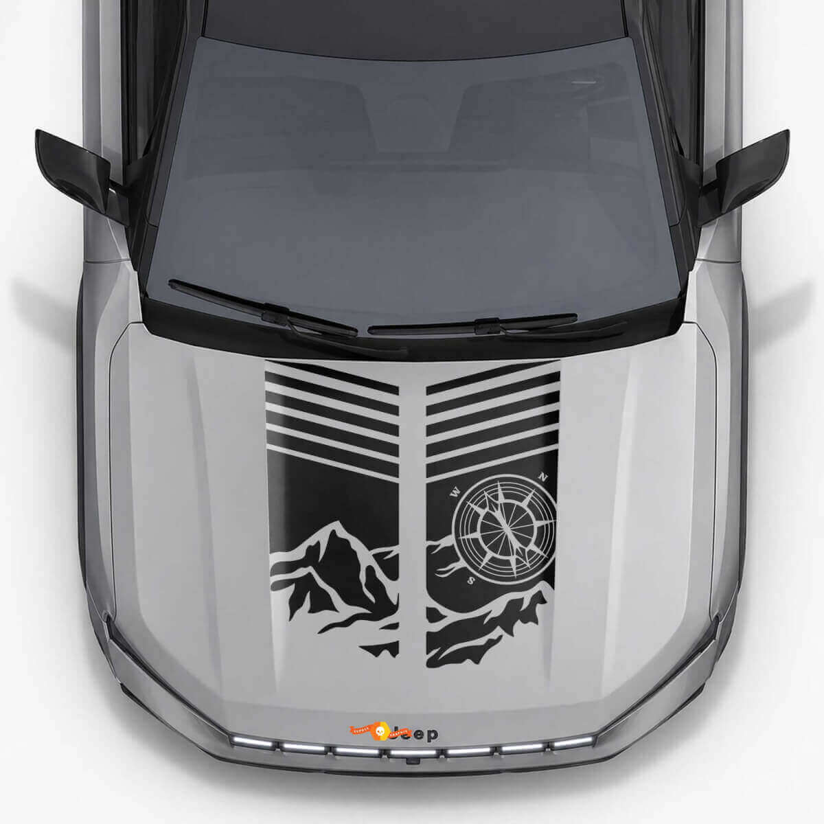 Mountain Style motorkapstrepen vinyl decal voor Jeep Compass 2026