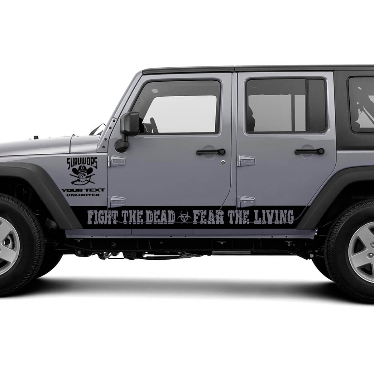 Fight The Dead Fear The Living Zijstrepen Vinyl Stickers voor Jeep Wrangler Rubicon