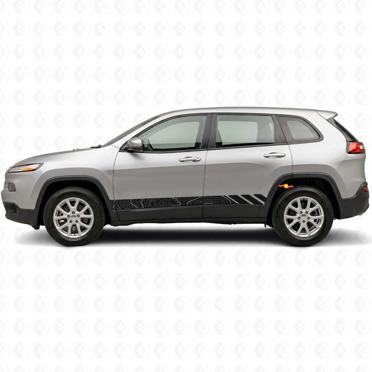 Topografische Stijl Strepen Zij Vinyl Decal voor Jeep Cherokee KL 2013-2023