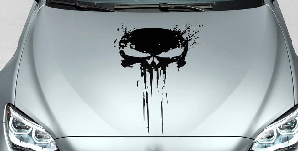 PUNISHER schedel Distressed blood hood side vinyl decal sticker voor auto track suv #33