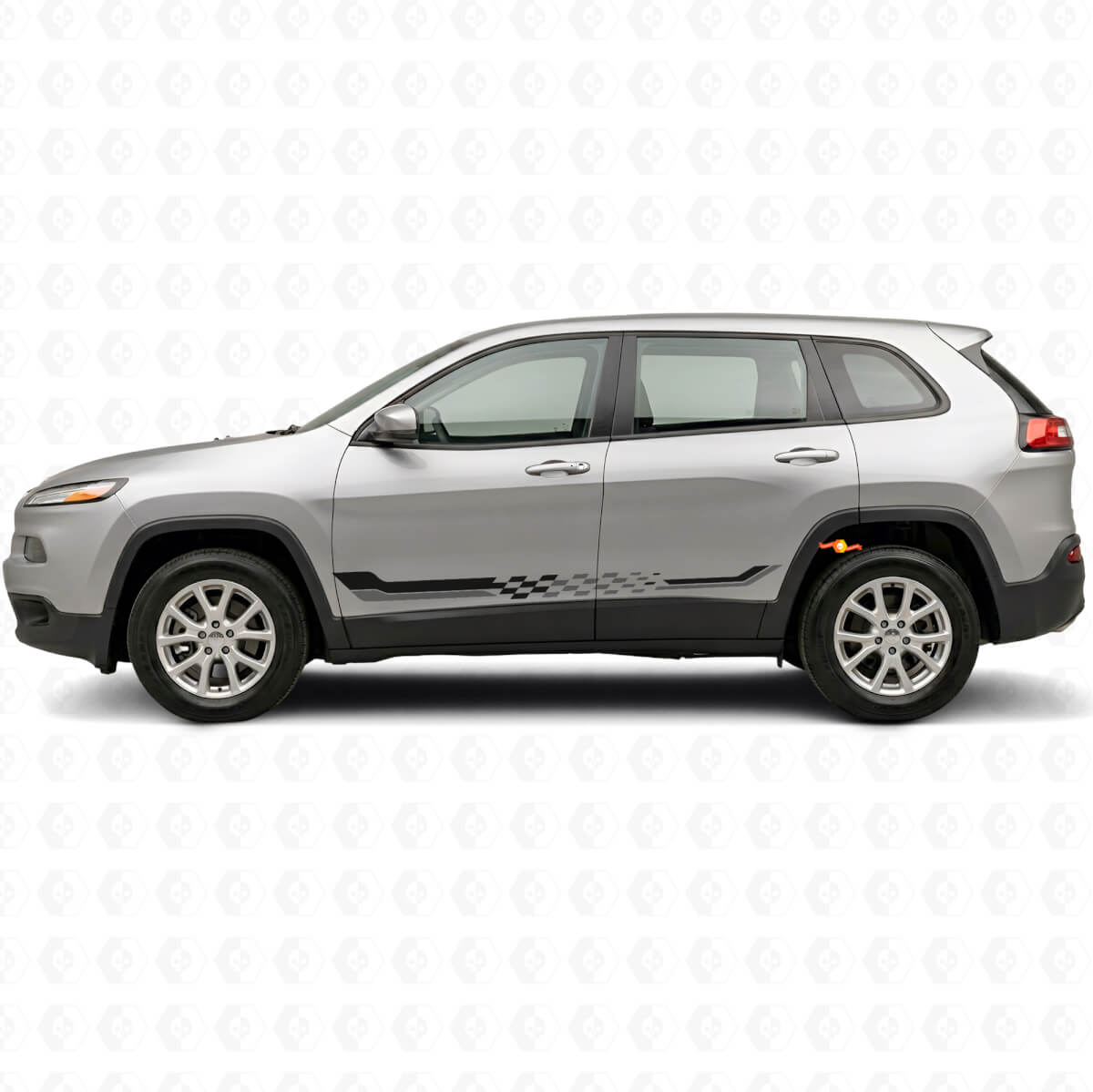 Vinyldecal met geruite vlag zijkstrepen voor Jeep Cherokee KL 2013-2023
