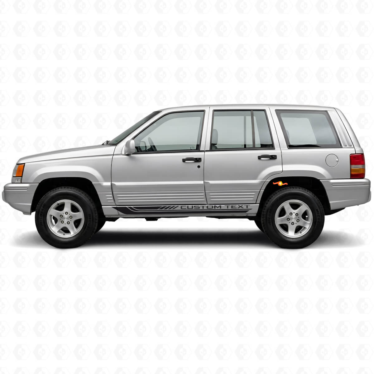 Vinyldecal met geruite gebogen zijstrepen voor Jeep Grand Cherokee 1993-1998