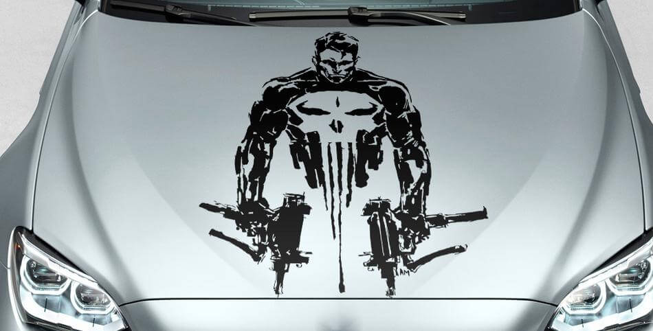 PUNISHER schedel man kunst Distressed blood hood side vinyl decal sticker voor auto track suv #1