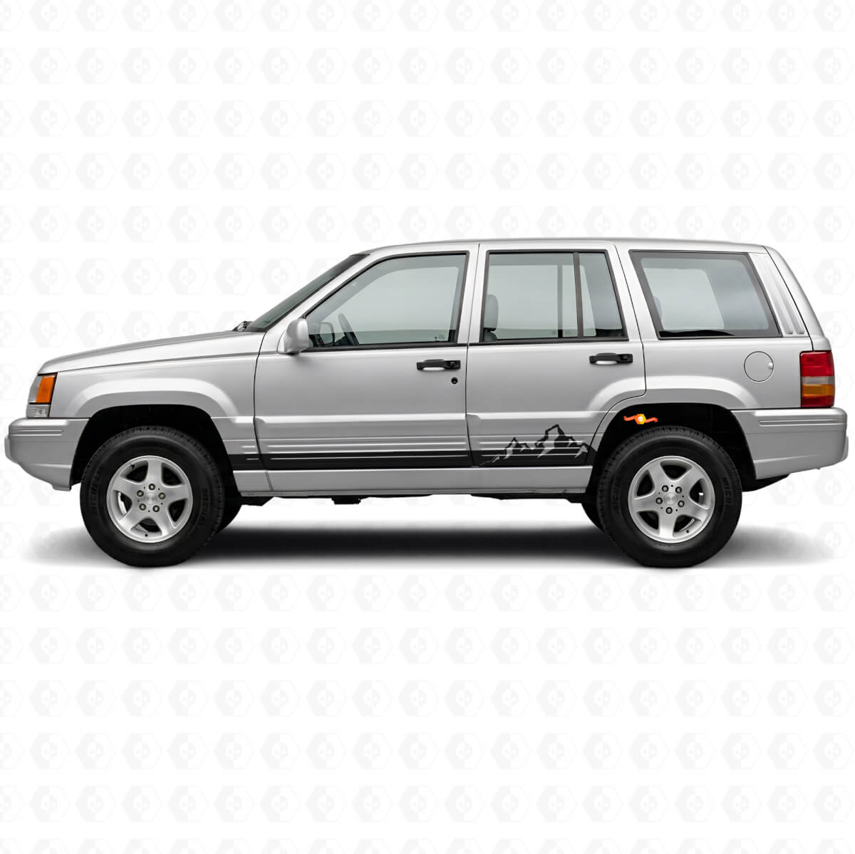 Mountains Dunne Strepen Zij Vinyl Decal voor Jeep Grand Cherokee 1993-1998