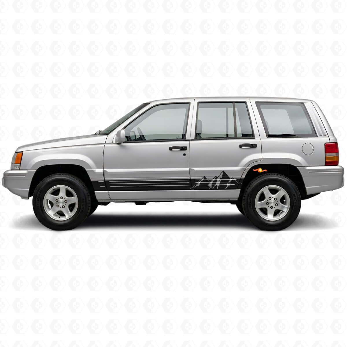 Mountains Wide Stripes Side Vinyl Decal voor Jeep Grand Cherokee 1993-1998