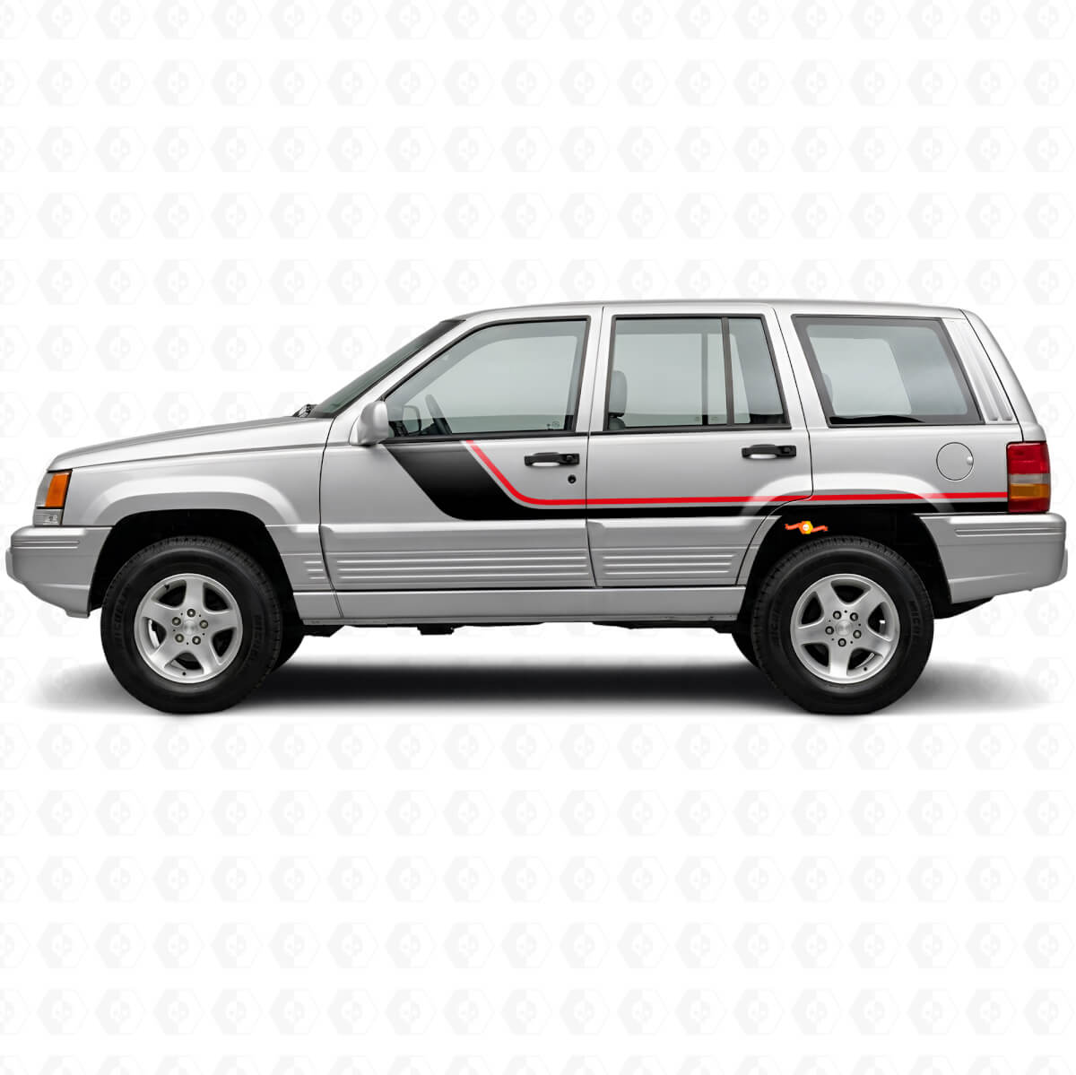 Twin Stripes zijvinylsticker voor Jeep Grand Cherokee 1993-1998