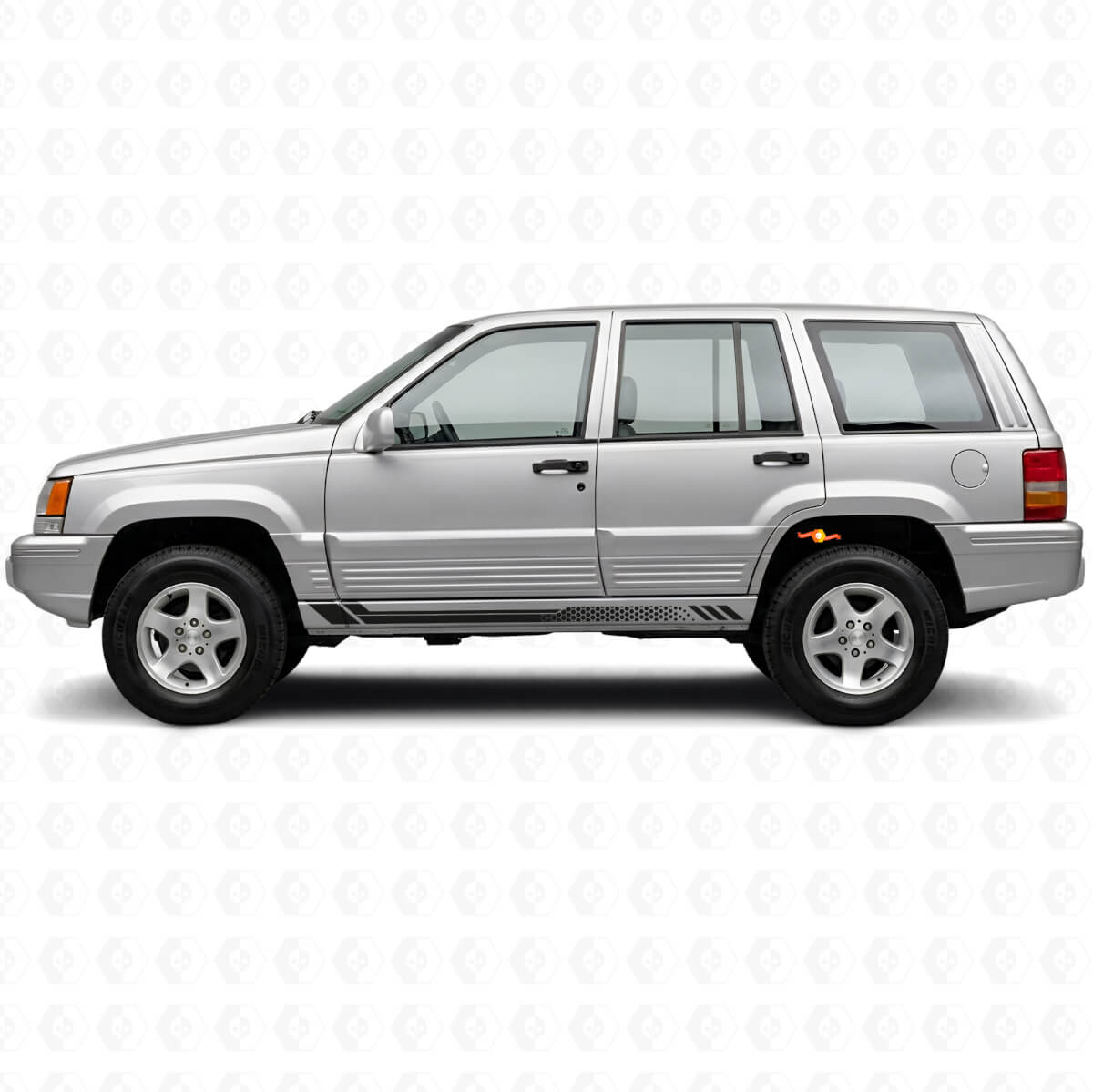 Honingraatstrepen zijkant vinyl decal voor Jeep Grand Cherokee 1993-1998