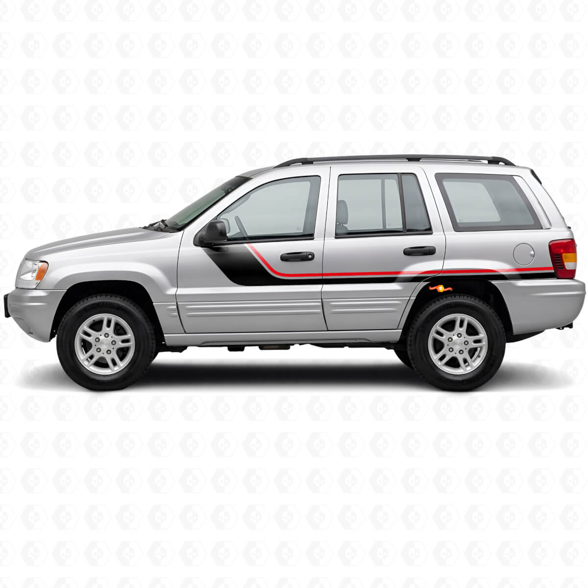 Twin Stripes Zijvinylsticker voor Jeep Grand Cherokee 1999-2004