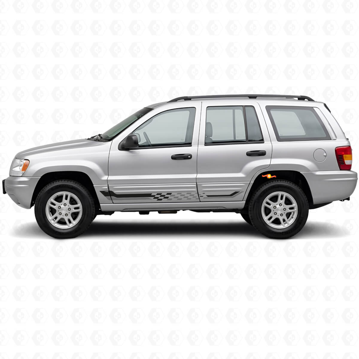 Vlammend Vlag Zijstrepen Vinyl Decal voor Jeep Grand Cherokee 1999-2004