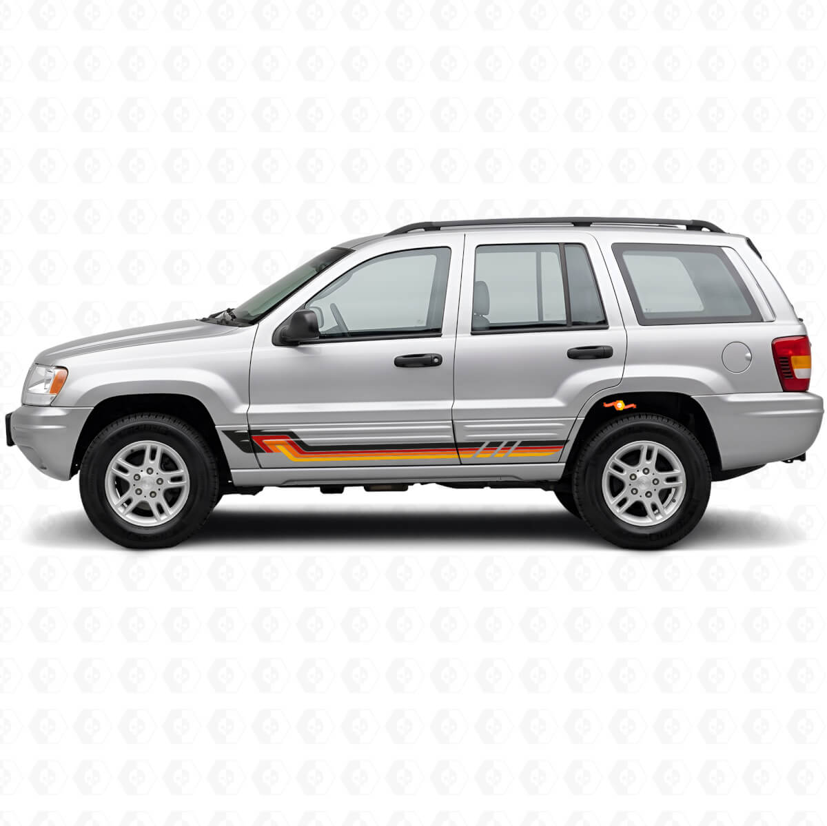 Vinylsticker in vintage stijl met zijstrepen voor Jeep Grand Cherokee 1999-2004